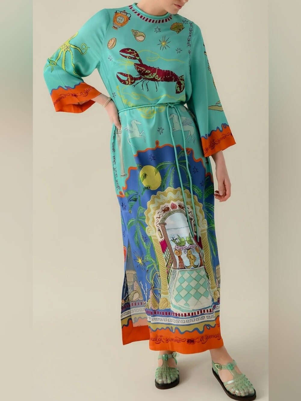 ALÉMAIS Surrealist Summer Mid Dress Size 10